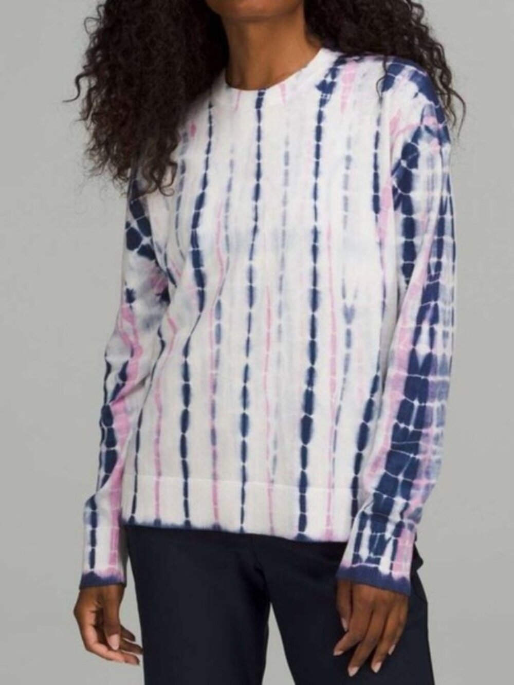 Lululemon Tie Dye Crewneck Sweater Linear Tie Dye Mineral Blue Multi